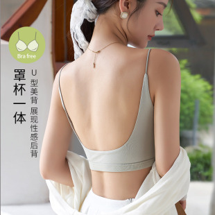 U型美背内衣女小胸聚拢抹胸2023夏季 一体运动文胸裹胸 爆款 背心式