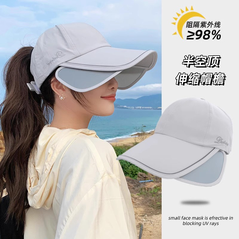 可伸缩大帽檐遮阳防晒帽女夏季防紫外线鸭舌帽空顶太阳帽子棒球帽