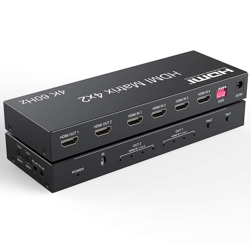 EKL-412HN hdmi矩阵4进2出 高清分配切换器4进1出4K遥控音频分离