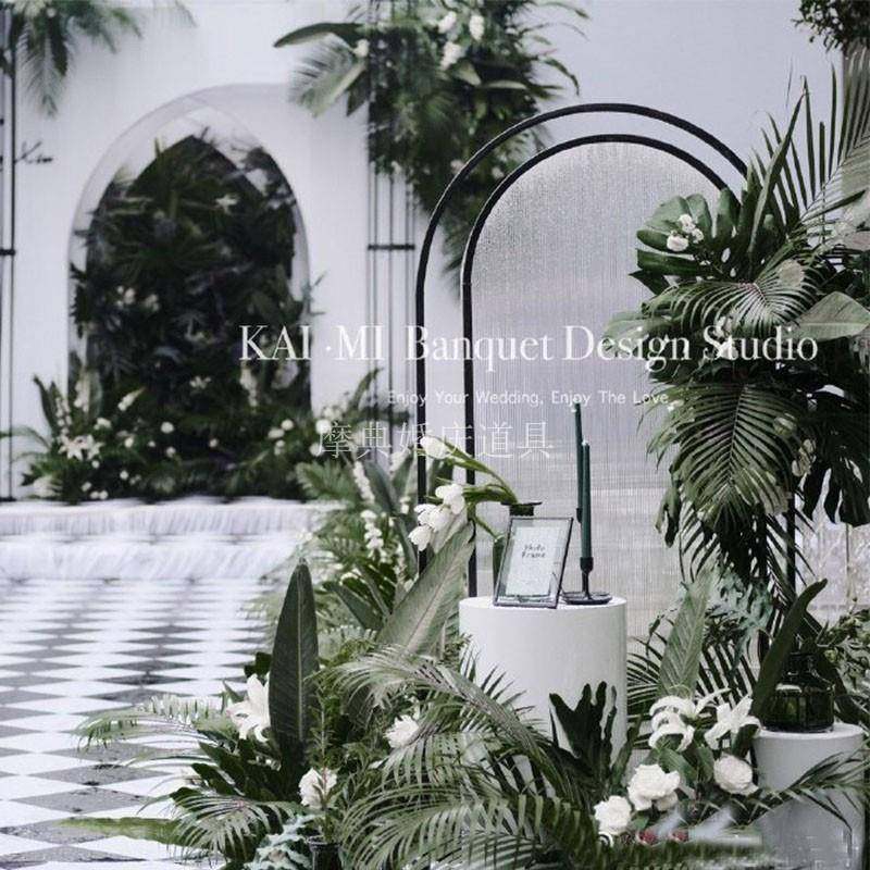 北欧铁艺婚庆花架舞台背景迎宾摆件简约婚礼创意装饰婚庆拱形门