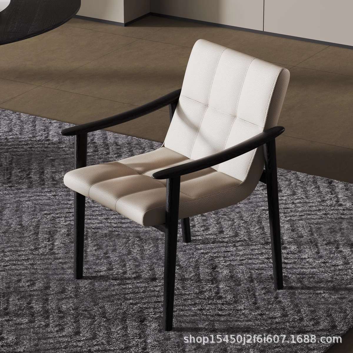 意式极简设计师创意单人沙发芬恩椅白蜡木客厅阳台洽谈真皮休闲椅