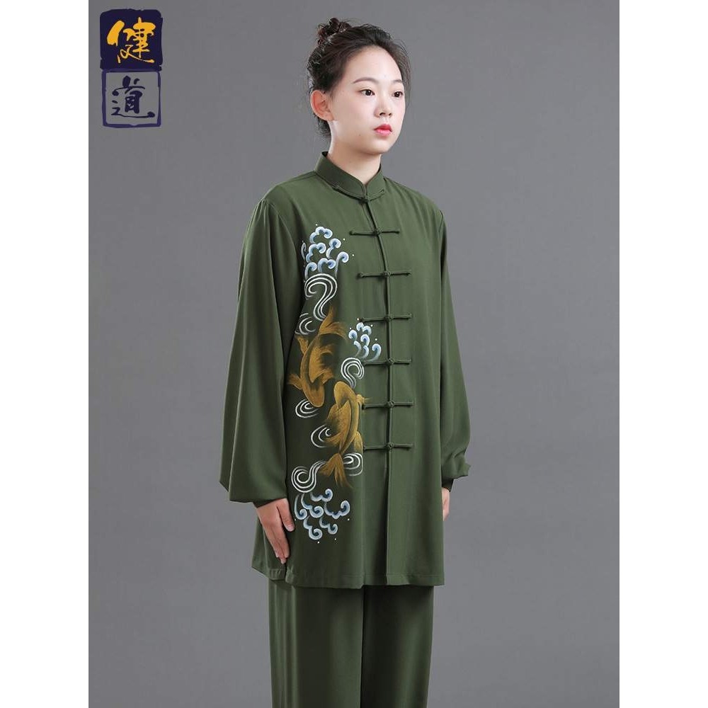 太极服女2024新款高端中式手绘武术表演训练服男太极拳练功服春夏