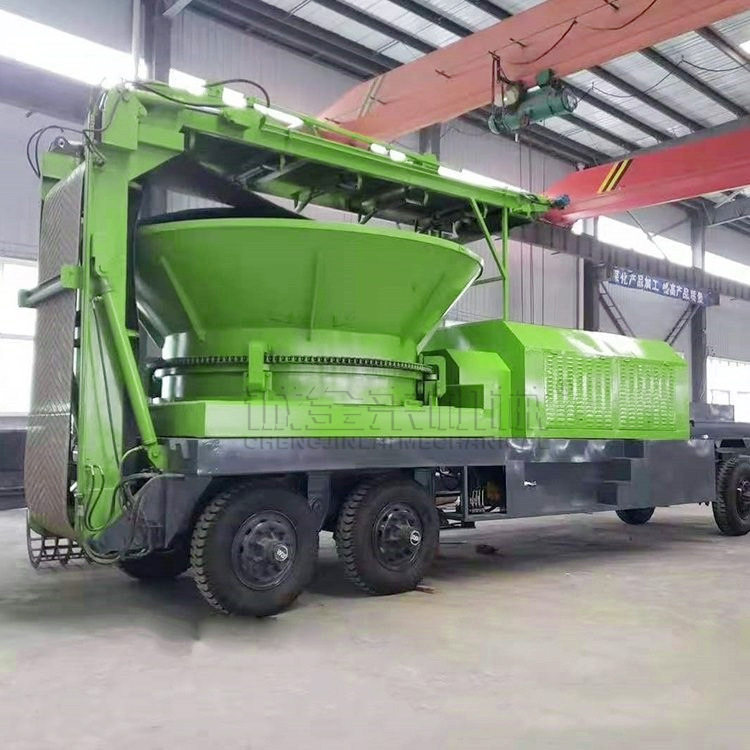 车载式旋转破碎机建筑木板粉碎机油电两用果园桃树桉树根破碎机