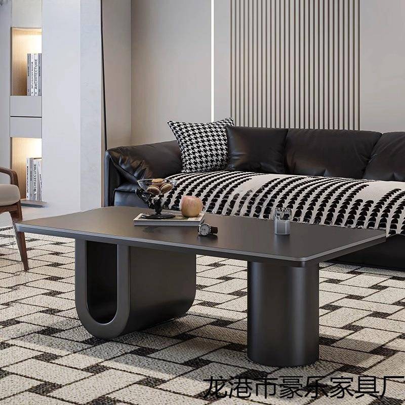 意式客厅长方形家用岩板茶几轻奢小户型简约现代高级设计创意茶桌