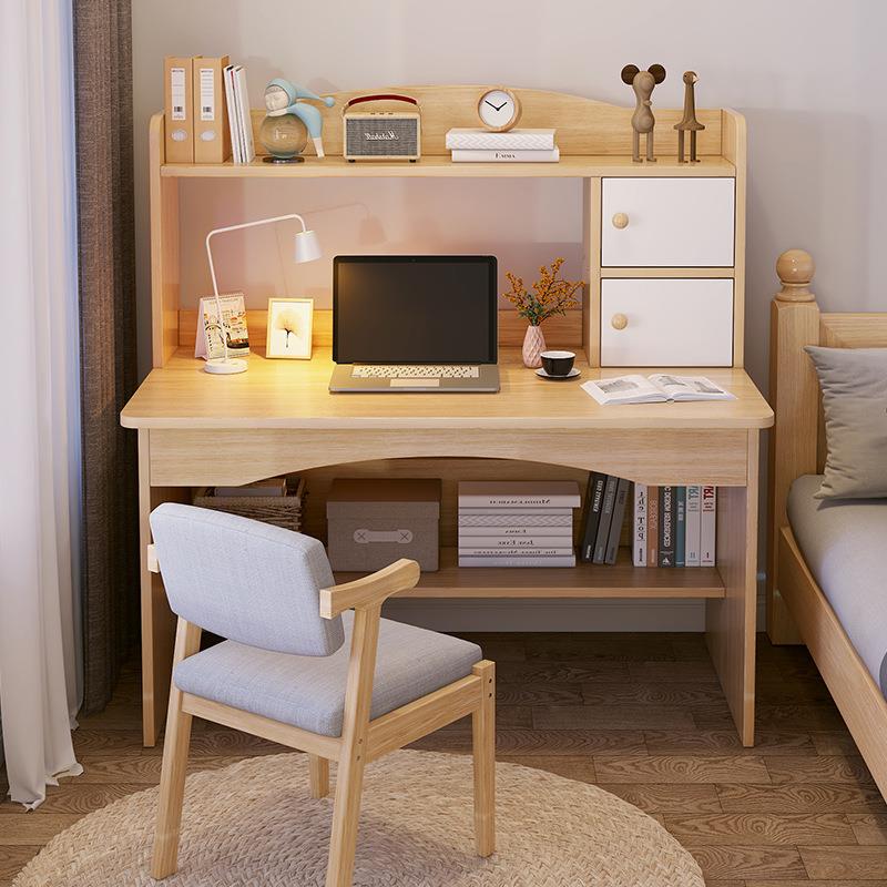 电脑桌台式简易家用学生学习桌椅写字桌卧室书桌书架一体办公桌子