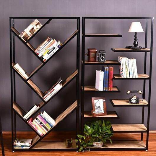 loft美式书架复古陈列书柜创意隔断板铁艺置物收纳展示货架