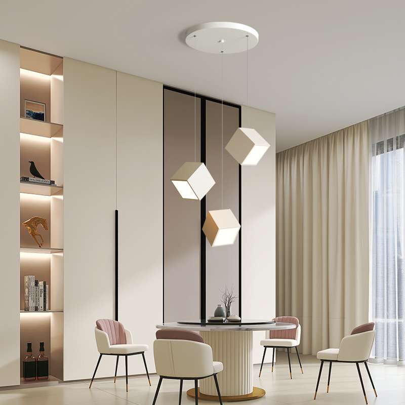 几何小方盒餐厅吊灯现代简约2024年流行吧台灯北欧个性创意小吊灯