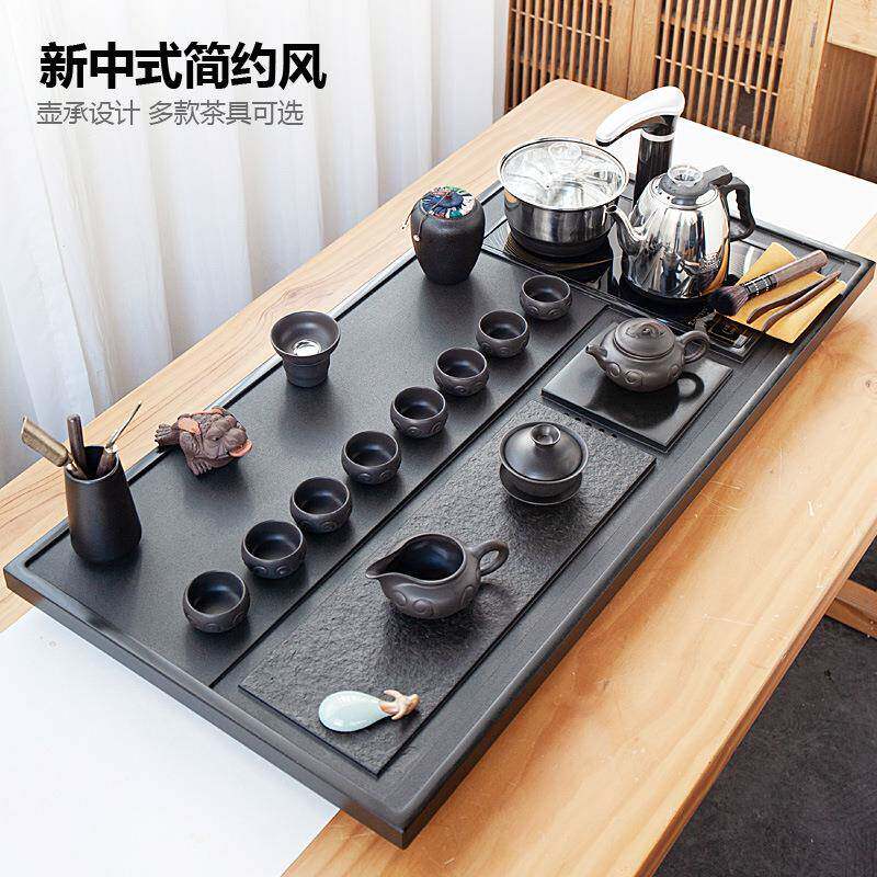 2021新款禅缘茶盘干湿分离排水乌金石茶盘现代中式简约石头茶海