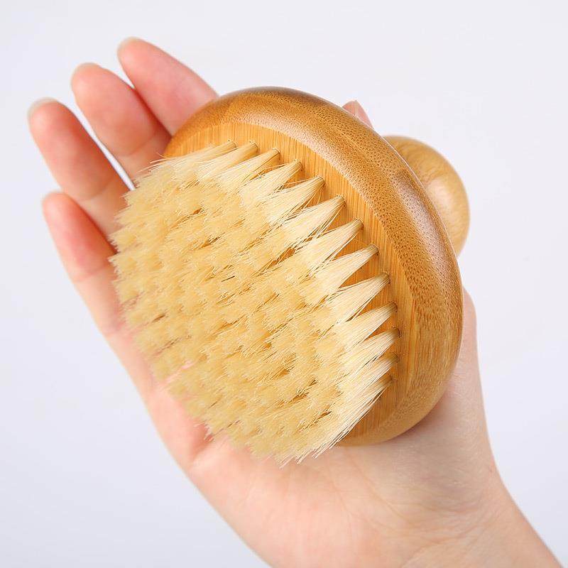 日式猫爪儿童洗澡刷子猪鬃软毛干刷身体沐浴刷不伤肤后背搓澡