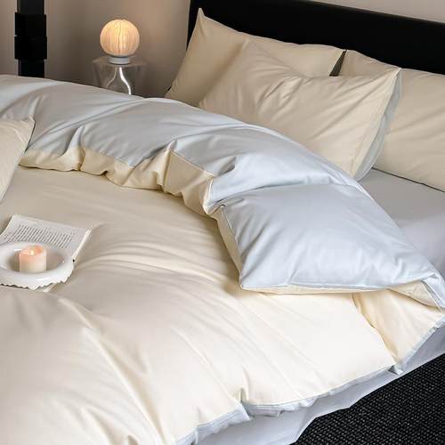 秋冬北欧100S高支纯棉磨毛四件套加厚保暖全棉床单被套床笠纯色