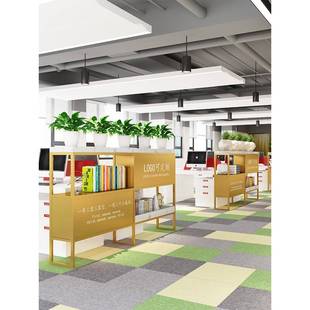 网红隔断置物架办公室装饰花架铁艺落地矮隔断屏风卡位展示架书架