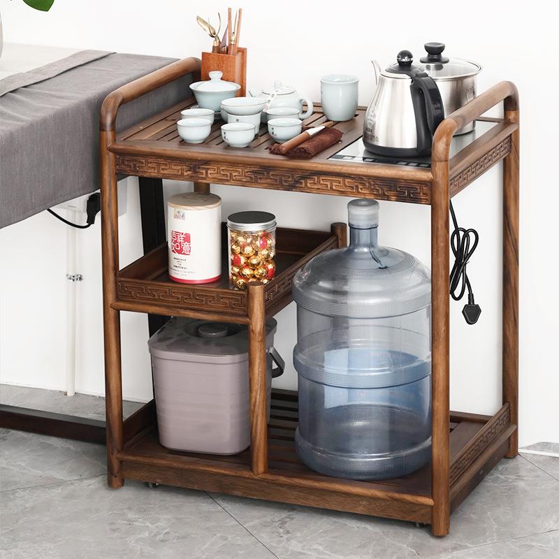 茶车胡桃木移动小茶台家用客厅茶桌烧水壶一体茶水柜客厅阳台茶几