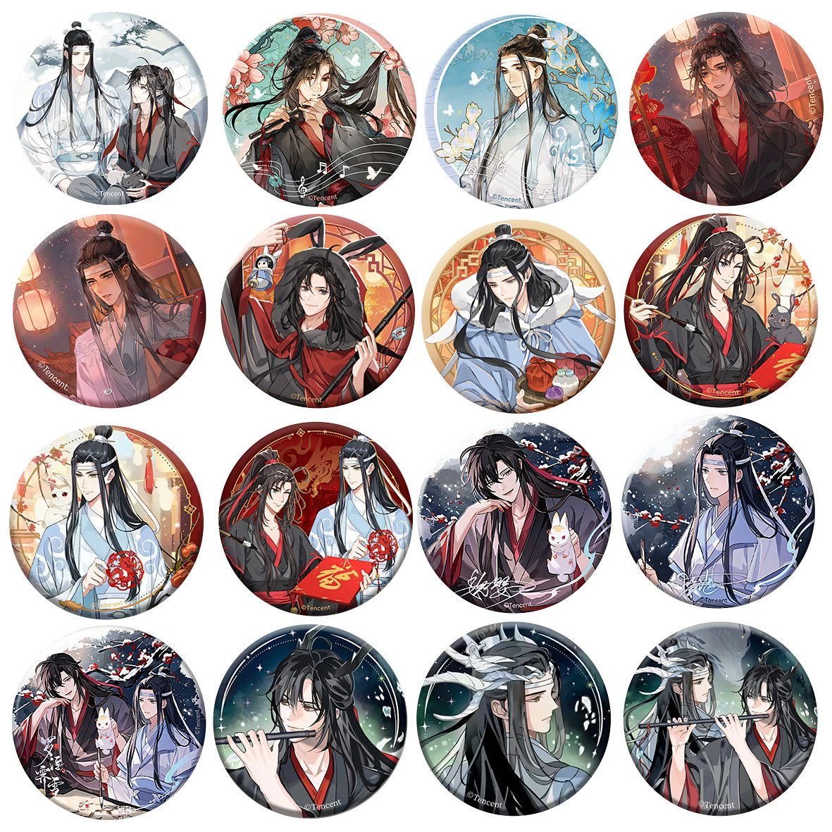 魔道祖师动漫系列周边魏无羡蓝忘机吧唧谷子徽章圆形徽章高颜值