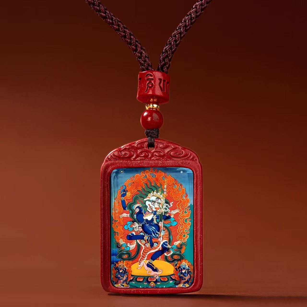 朱砂吊坠唐卡手绘密宗狮面空行母佛母菩萨画像佛像