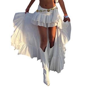 long and back trailing skirt 前短后长拖尾裙Short short front