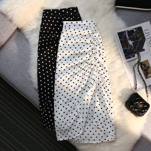 High waisted polka dot mid length skirt 高腰波点中长款半身裙