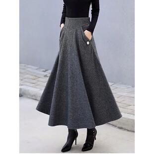 高腰显瘦格子半身裙 High waist slimming plaid skirt for women