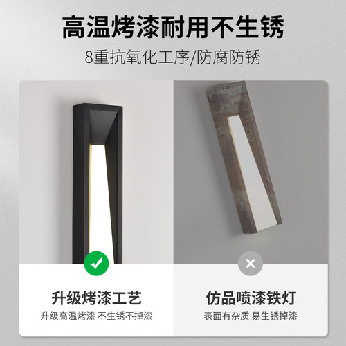 户外壁灯现代简约防水长r条别墅门口灯室外照明灯花园庭院灯具F48