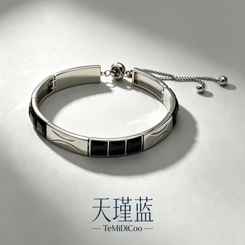 天瑾蓝黑玛瑙分段可调手链