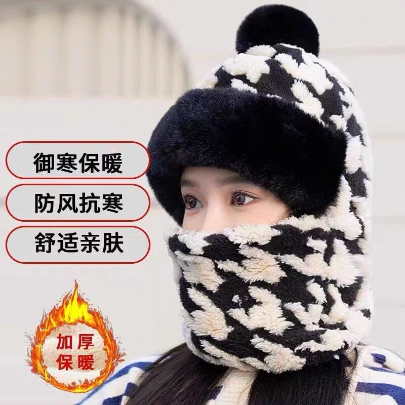 冬季电动车防风保暖围脖一体帽