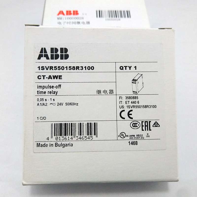 ABB继电器CT-ERE 0.3s-30s,24VAC/DC,220-240VAC 1SVR550107R4100