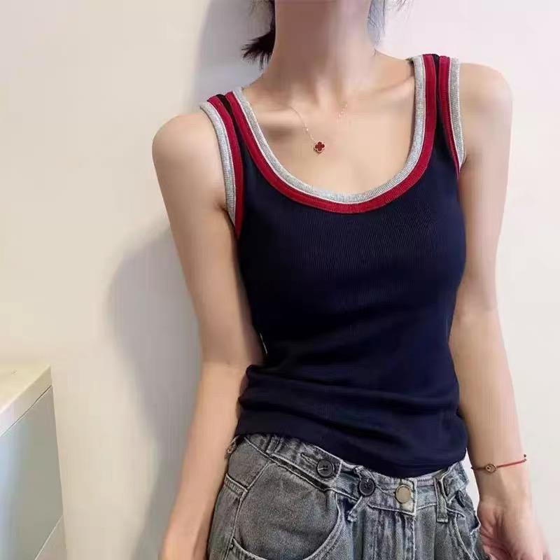 撞色一体杯背心