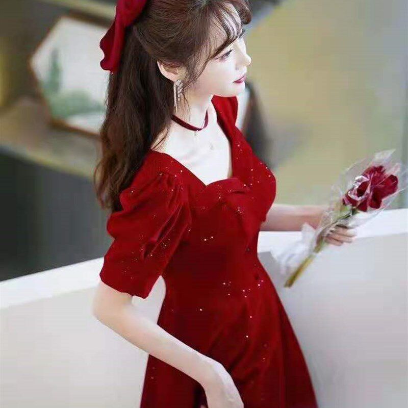 速发敬酒服新娘2021新款小个子结婚订婚回门礼服谢宴礼连衣裙平时
