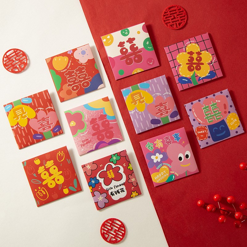 速发新婚多巴款堵门迷你小红包结胺接亲塞门抛洒方形红包袋