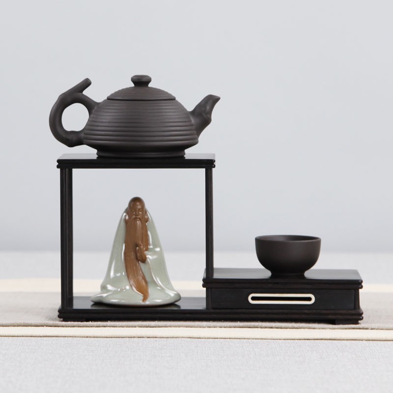 速发红砂小博古架紫木壶茶具示黑檀木展架架中式多宝阁摆件架家居