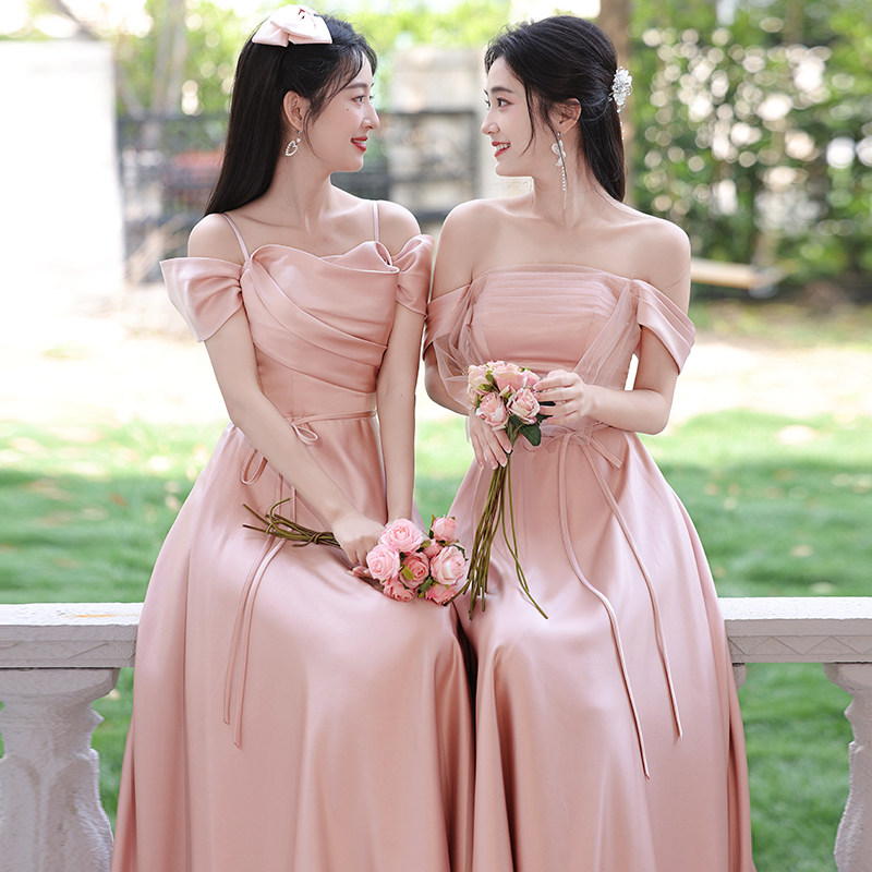 速发伴娘服缎面2025新款仙气质夏天礼妹团婚礼晚姐服裙时平可穿夏