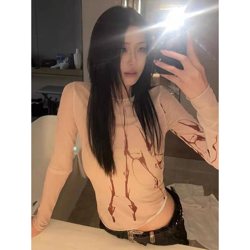 速发血液印网双面穿花计衣设纱感小众