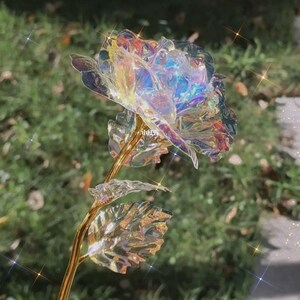 速发真七箔情瑰花束彩金玫瑰花水晶玫瑰花摆件彩色玫瑰金夕玫人节