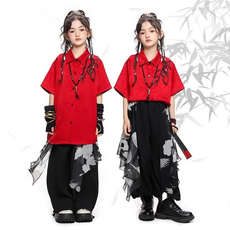 速发街功少儿潮服嘻哈男孩国潮练舞套装hiphop潮酷中国风演出服