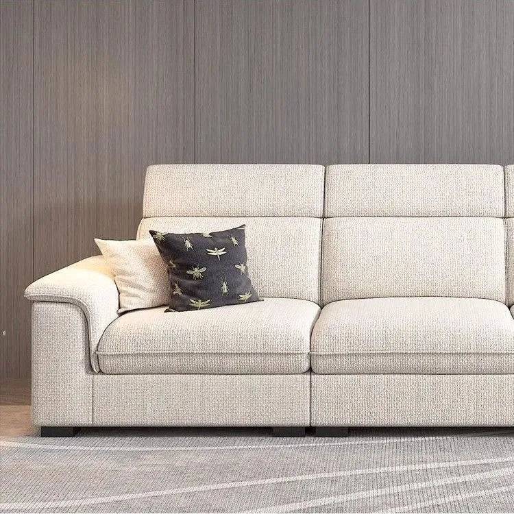 棉麻布艺直排沙发客厅奶油风简约现代大小户型贵妃组合猫爪皮沙发