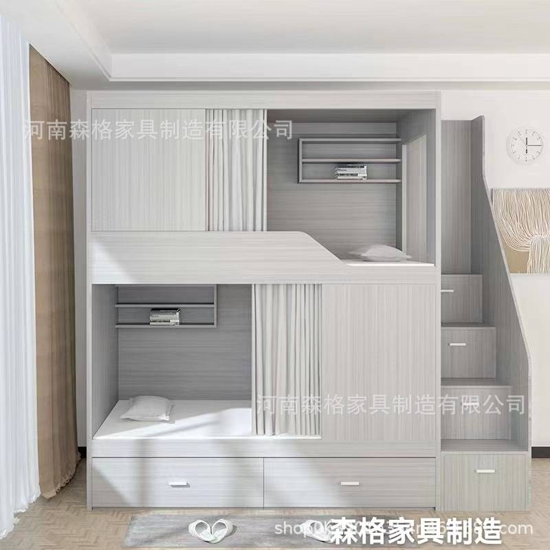 小户型上下床铁艺床宿舍阁楼床铁架高低床上床下桌复式二楼高架床