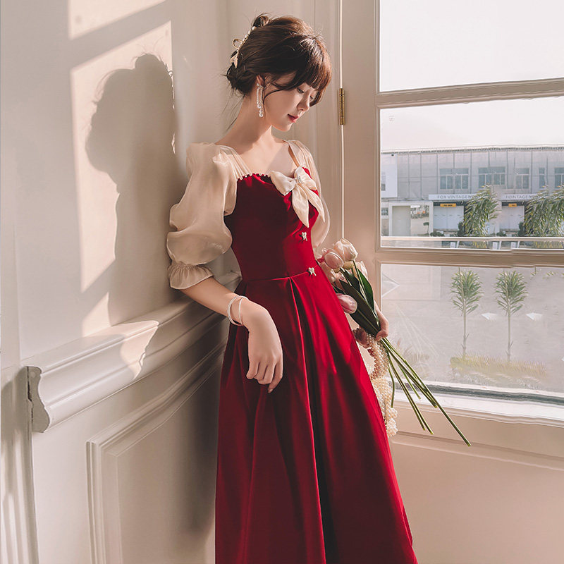 速发酒红色新娘敬酒服结服2021新连订婚回门礼婚款衣裙平时可穿高