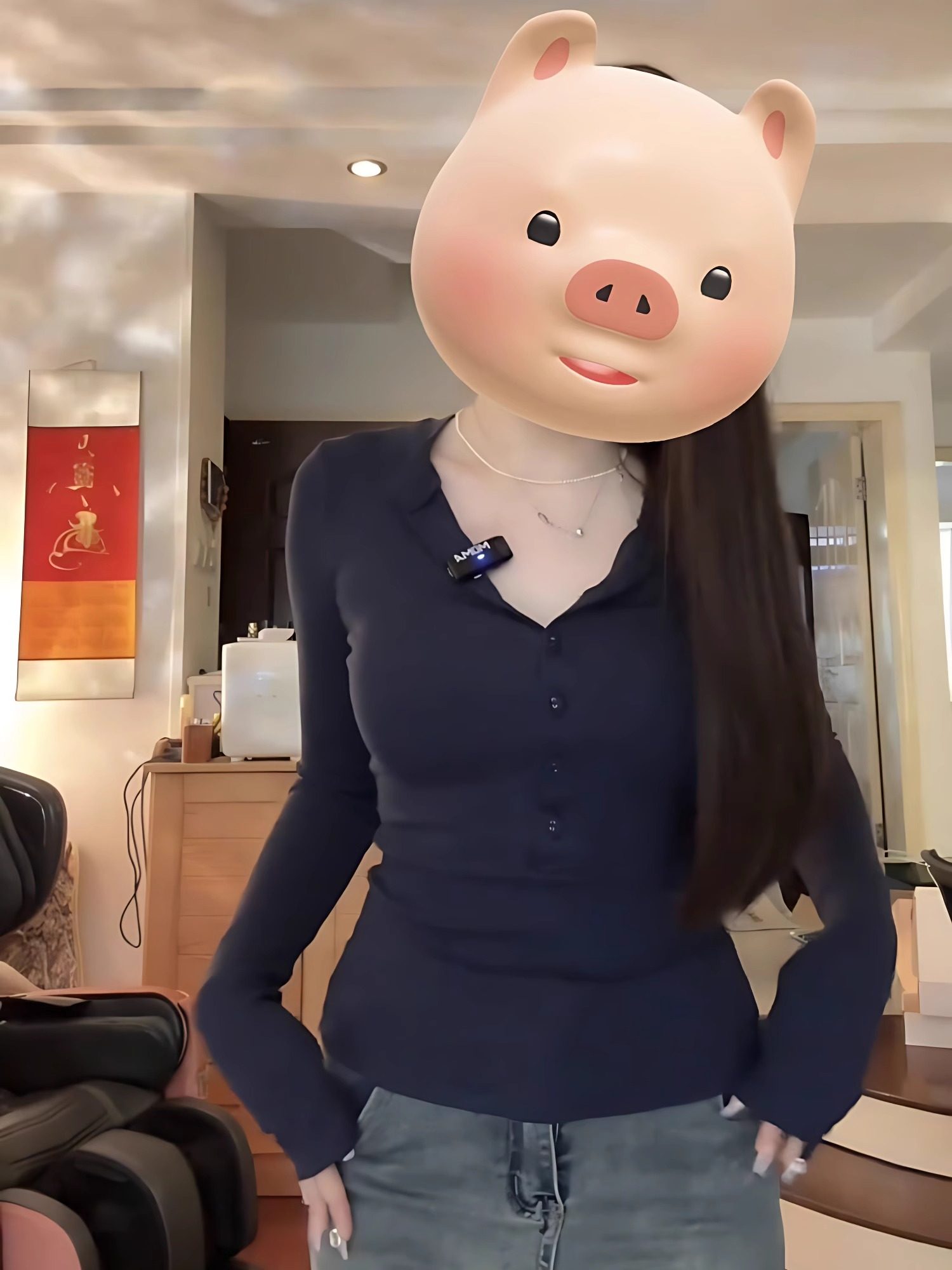 速发美式复古深蓝色v领打底衫春秋内搭紧身正肩长袖t恤甜辣上衣