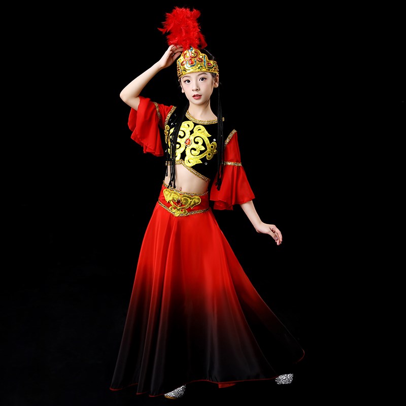 速发新疆舞蹈演出服儿童维族服装童古丽维吾族维吾尔族新疆舞舞蹈