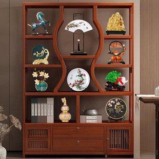 速发新中式 饰室摆古轻奢高档百财如意客厅办公室茶品博件架 酒柜装