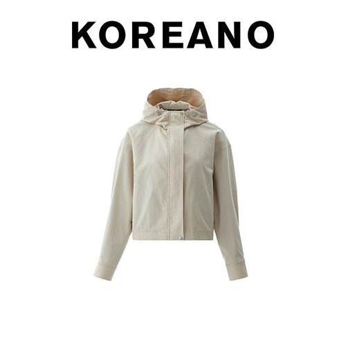 【KOREANO】春秋米色茧型连帽外套  SW43894(JUN)