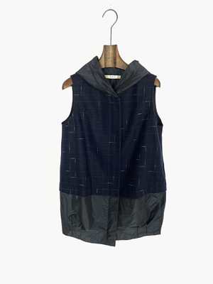 柯罗芭冬季专柜同款藏蓝格时尚连帽马夹  JY5031 ￥4290