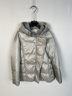 柯利亚诺冬季星月灰连帽不对称斜拉链鹅绒羽绒外套YS6803吊牌6280