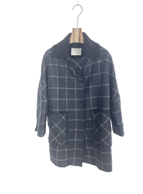 柯罗芭冬季专柜同款针织领格子大衣  FY6846 ￥9500