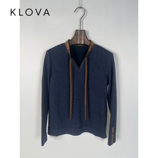 ￥3390 TT1134 柯罗芭春秋专柜同款 系带V领含毛针织拼接打底衫