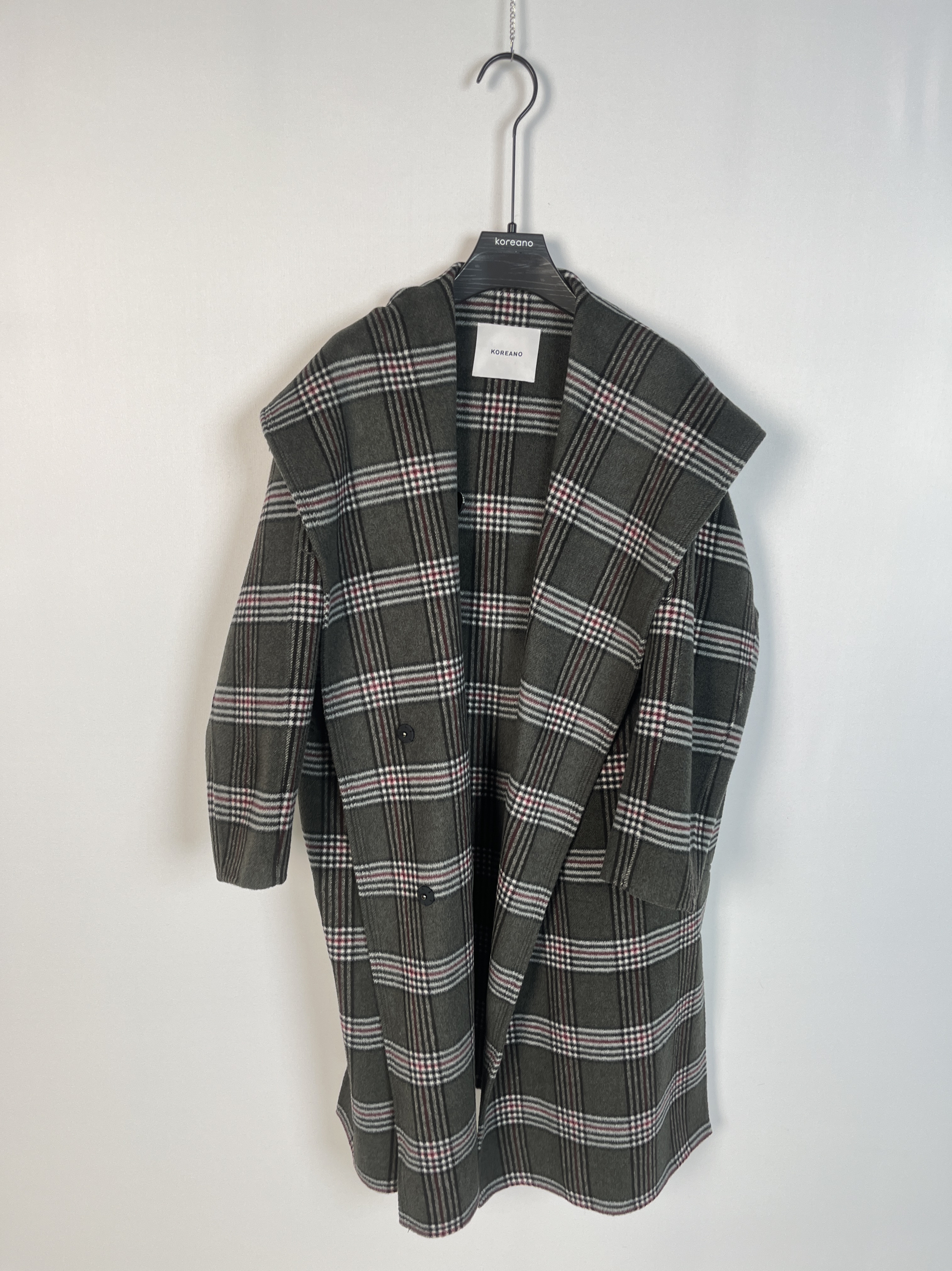 柯利亚诺冬季专柜同款连帽格子双面呢大衣  FY7100 ￥10800