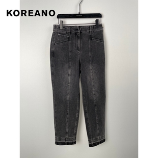 柯利亚诺春秋专柜同款炭灰色小萝卜型牛仔裤 KN4660G ¥1880