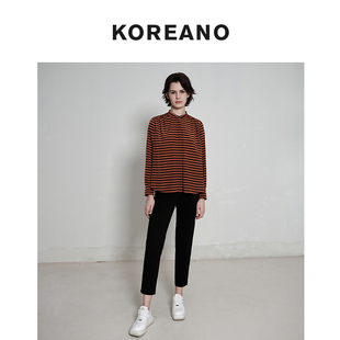 柯利亚诺春秋专柜同款橙烟色条纹立领修身H型衬衫  CW7657 ￥990