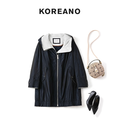 柯利亚诺春秋专柜同款藏青色小茧型连帽棉服  MZ4713B ￥6280