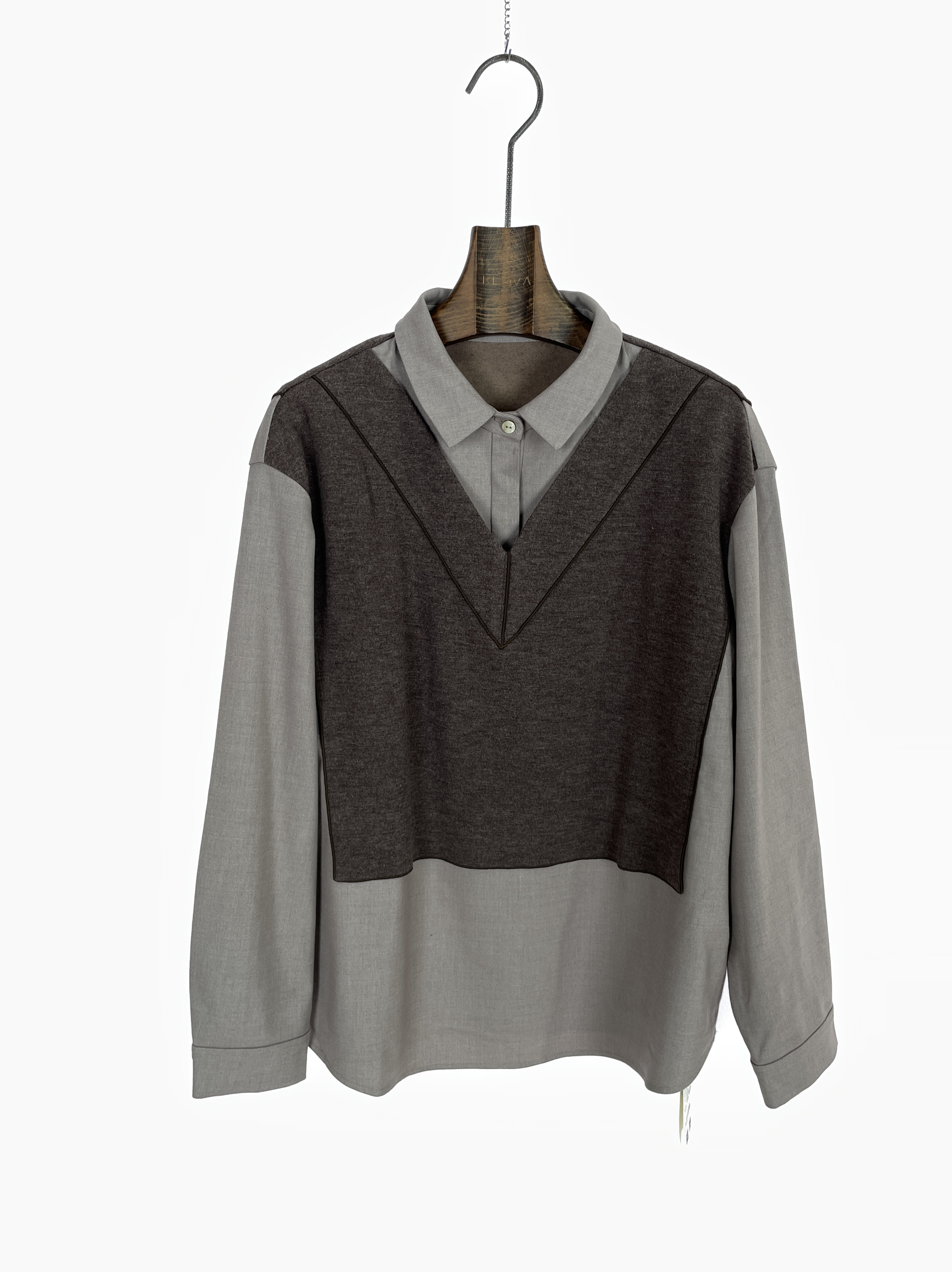 柯罗芭冬季专柜同款羊毛拼接假两件套头上衣  TY7749 ￥3590