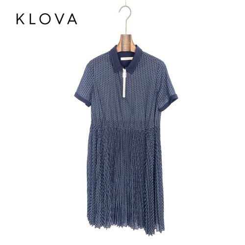 柯罗芭夏季专柜同款藏蓝印花百褶连衣裙  LW2348 ￥4990